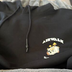Airwalk Black Hoodie with Skull and Flames